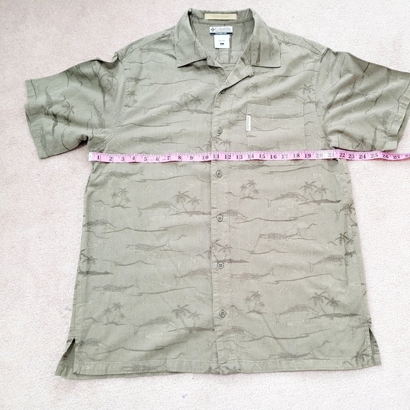 Columbia River Lodge Fish Print Button Down Short Sleeve Shirt Men's Size Large - Picture 8 of 8